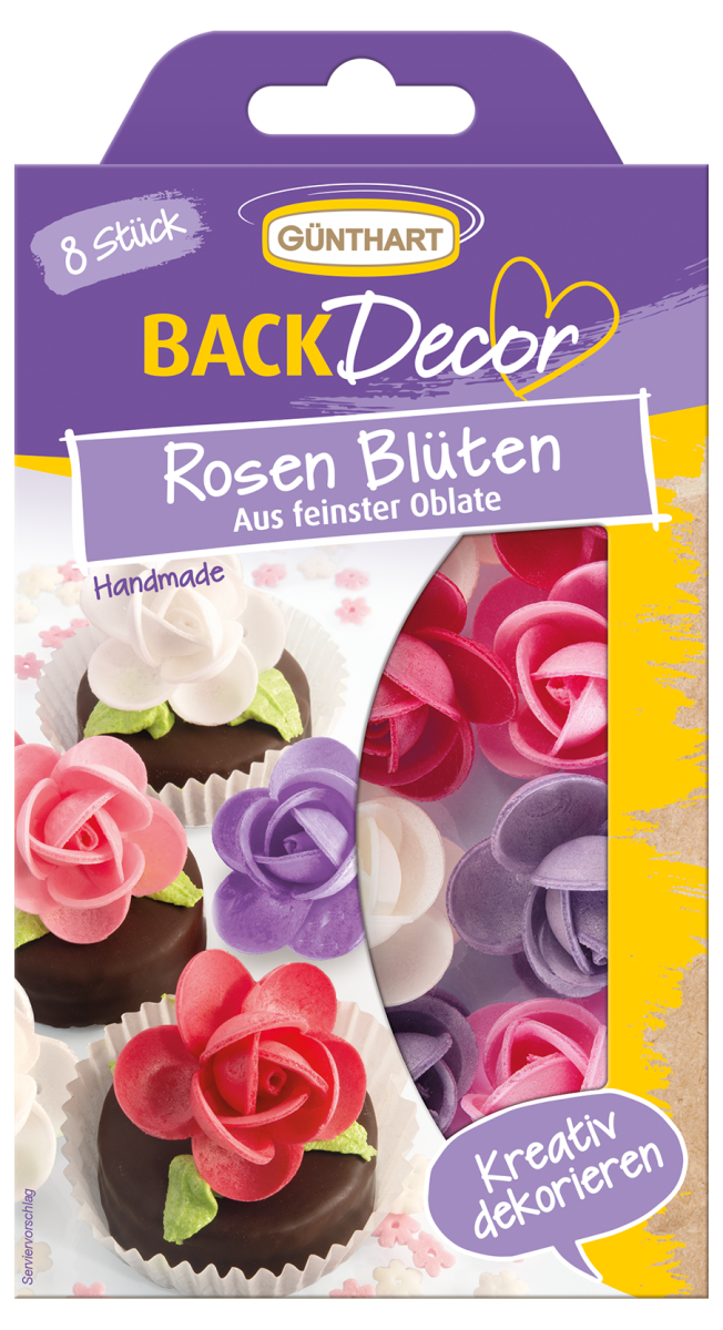 BackDecor Oblaten Rosen Blüten, 8 Stück 