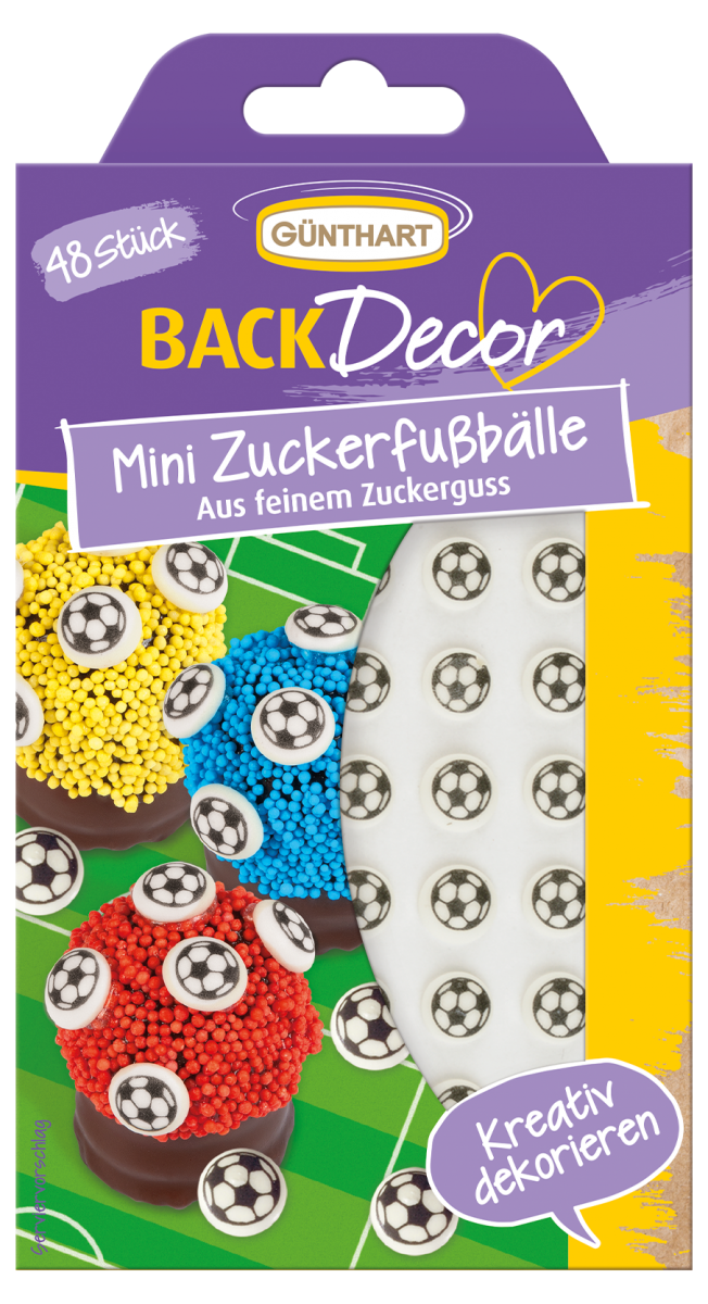 BackDecor Mini Zuckerfußbälle, 48 Stück 