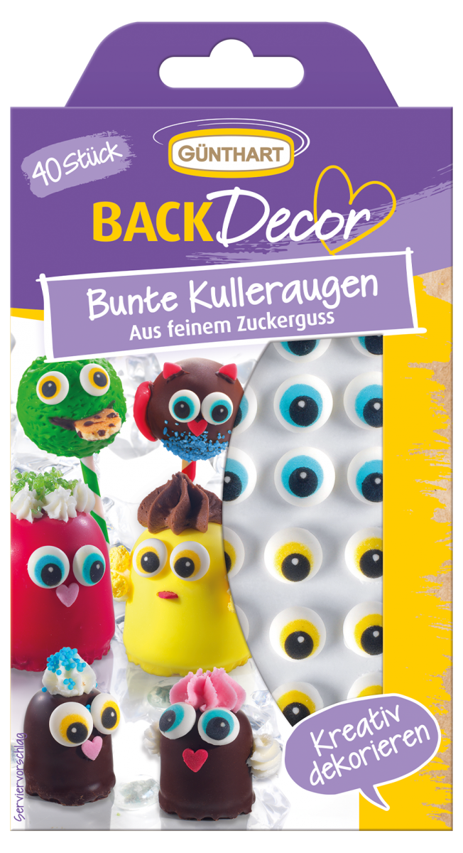 BackDecor Bunte Zucker-Augen, 40 Stück 