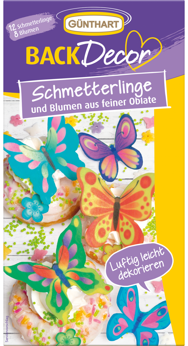 BackDecor Oblaten-Schmetterlinge und Blumen 