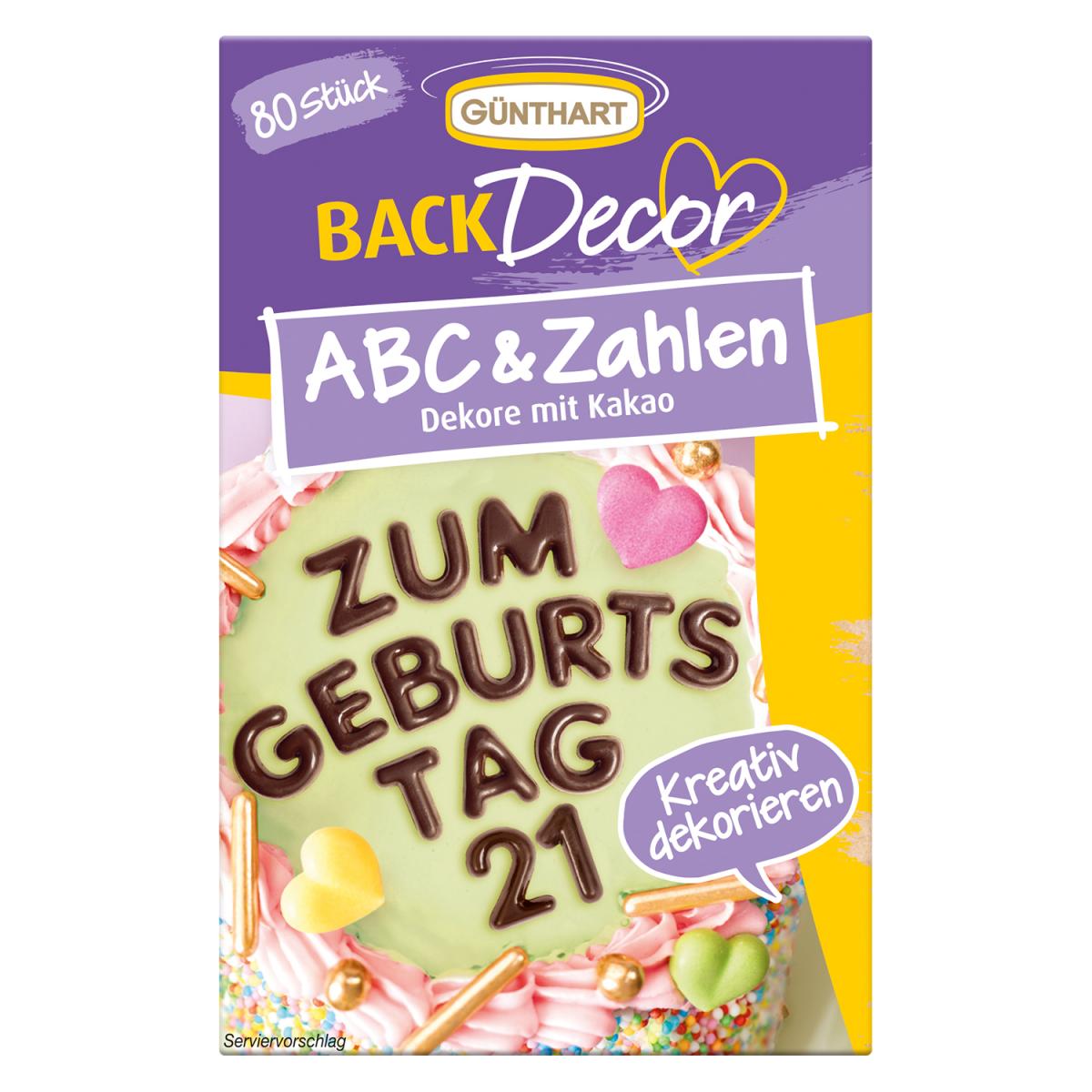 BackDecor 80 Buchstaben und Zahlen aus Kakaohaltige Fettglasur 