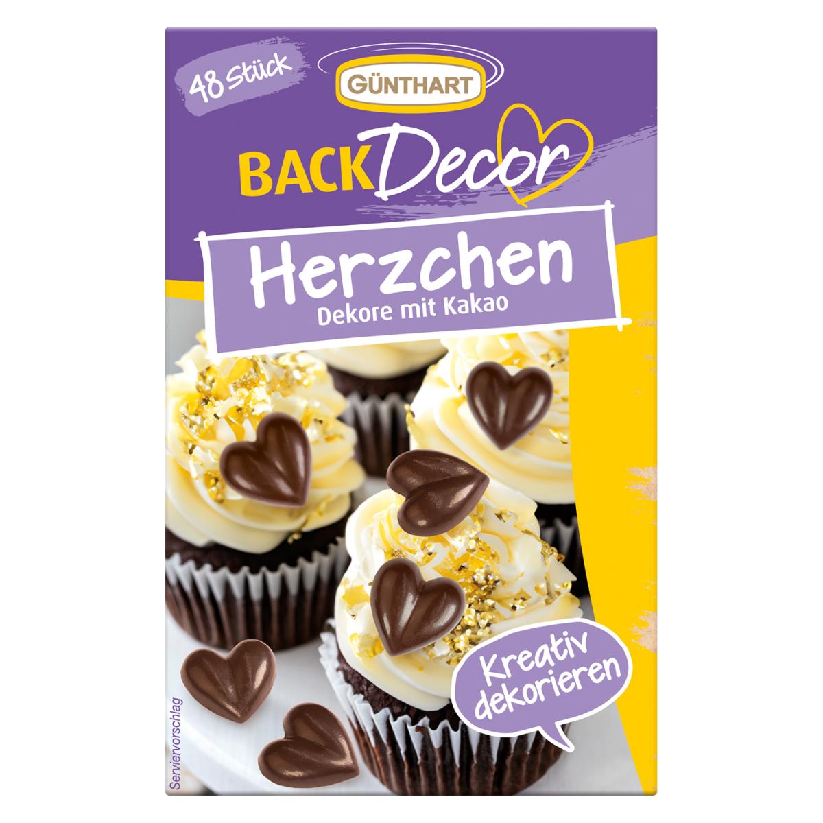 BackDecor 48 Dekor Herzen aus Kakaohaltige Fettglasur 